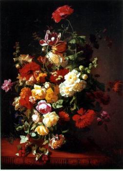 Floral, beautiful classical still life of flowers.053